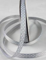 819915 grosgrain ribbon grey silver dotty white